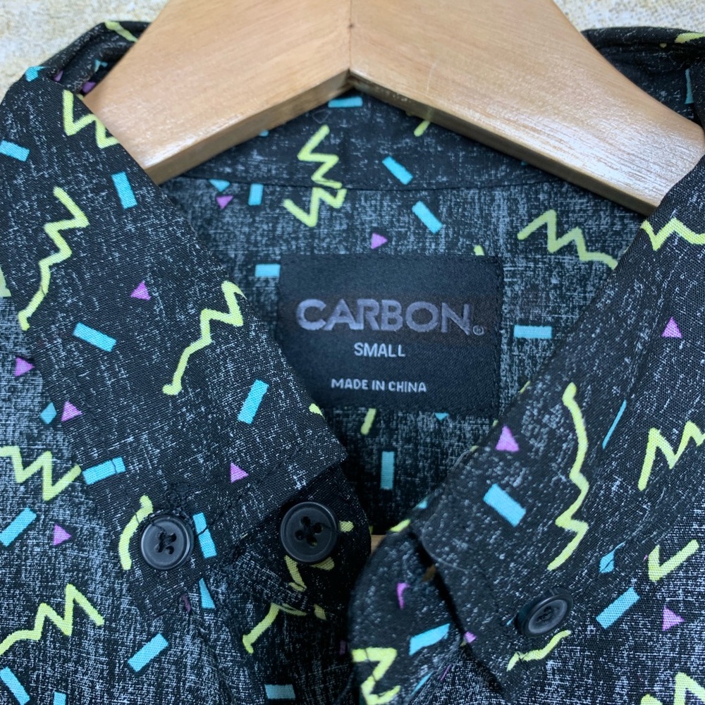 Carbon Pattern Short SleeveButton Down Shirt black - Picture 3 of 3